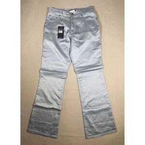 PLATINI Jeans Womens Size 29 Blue All Over Logo Pattern Flared Pants